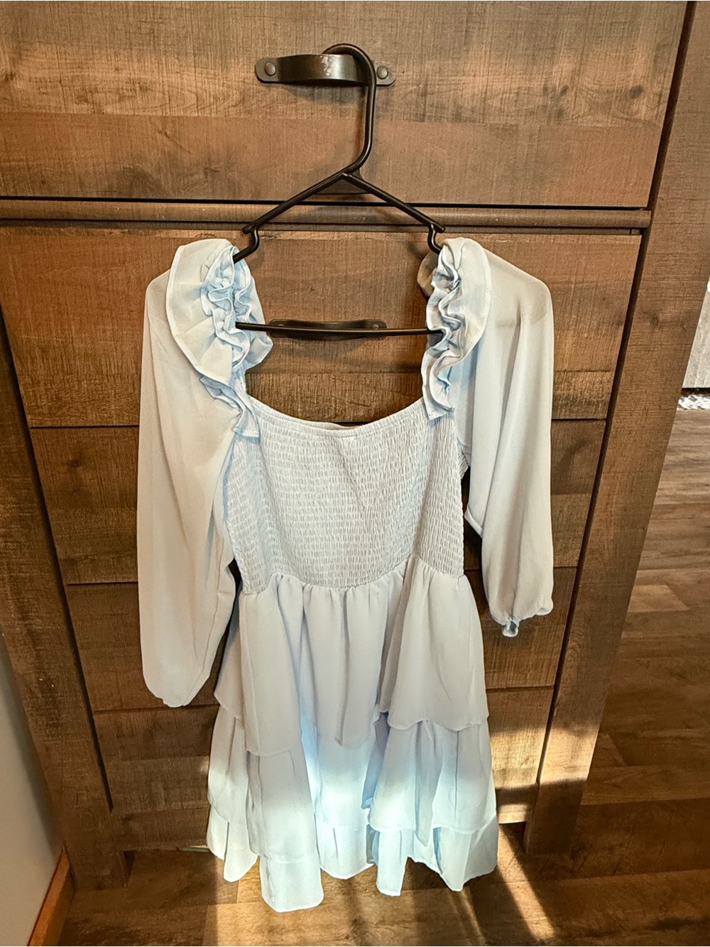 Light Blue Ruffle Tiered Smocked Dress